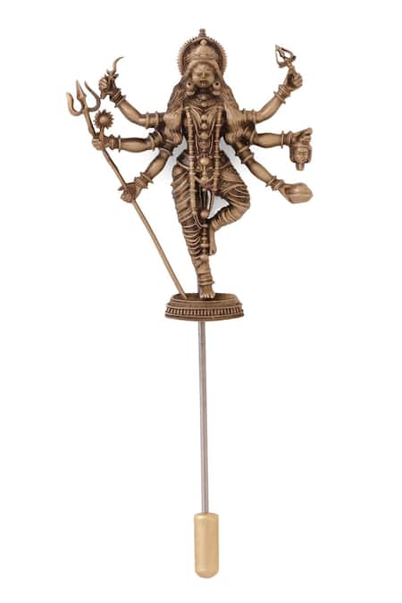 Shop_Cosa Nostraa_Gold Goddess Durgaa Shakti Lapel Pin _Online_at_Aza_Fashions