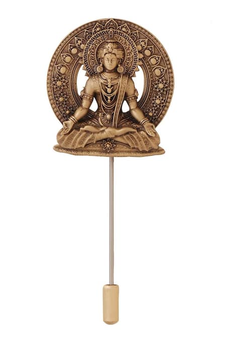 Buy_Cosa Nostraa_Gold Antique Lord Vishnu Lapel Pin 