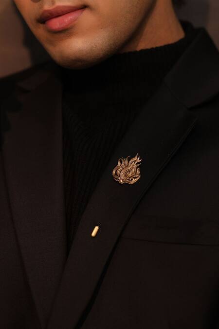 Shop_Cosa Nostraa_Gold Flameborne Emblem Lapel Pin 