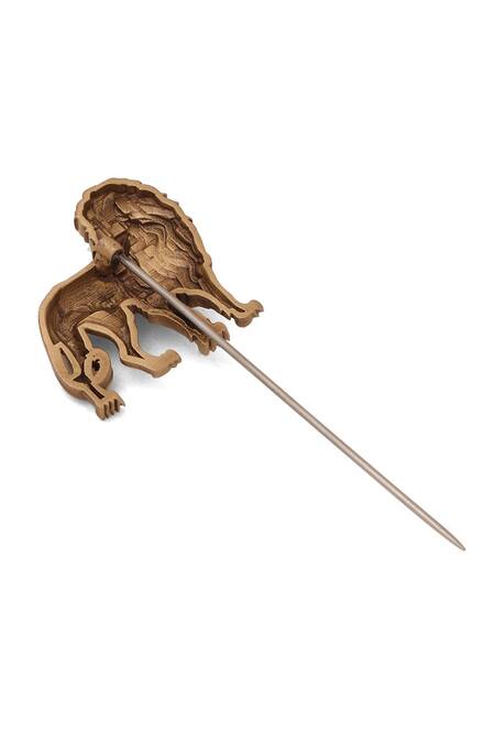 Cosa Nostraa Gold Antique Lion Shaped Lapel Pin Online at Aza Fashions Cosa Nostraa_Gold Antique Lion Shaped Lapel Pin _Online_at_Aza_Fashions
