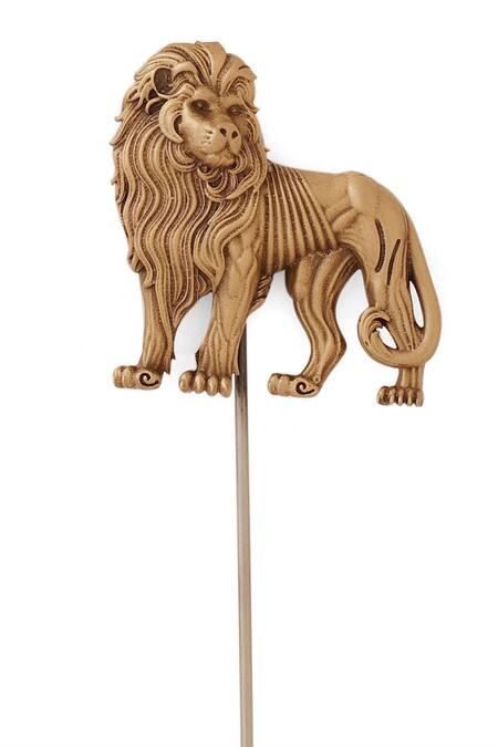 Buy Cosa Nostraa Gold Antique Lion Shaped Lapel Pin Buy_Cosa Nostraa_Gold Antique Lion Shaped Lapel Pin