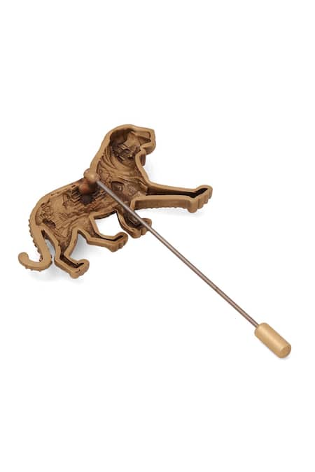 Buy Cosa Nostraa Black Tiger Pattern Antique Gold Lapel Pin Online at Aza Fashions Buy_Cosa Nostraa_Black Tiger Pattern Antique Gold Lapel Pin _Online_at_Aza_Fashions