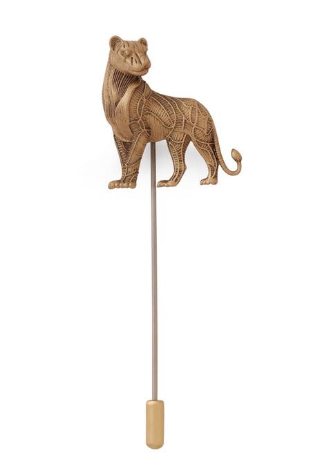 Shop_Cosa Nostraa_Gold Guardian Roar Antique Lapel Pin _Online_at_Aza_Fashions