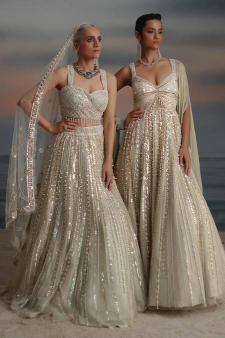 Buy Shashank Arya Ivory Tulle, Georgette, Satin Pearls, Sequins Embellished Asymmetric Draped Gown Online at Aza Fashions Buy_Shashank Arya_Ivory Tulle, Georgette, Satin Pearls, Sequins Embellished Asymmetric Draped Gown _Online_at_Aza_Fashions