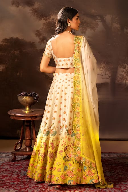 Soup By Sougat Paul Floral Print Embroidered Lehenga Set 