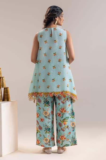 Soup By Sougat Paul Lotus Print Embroidered Kurta & Pant Set 