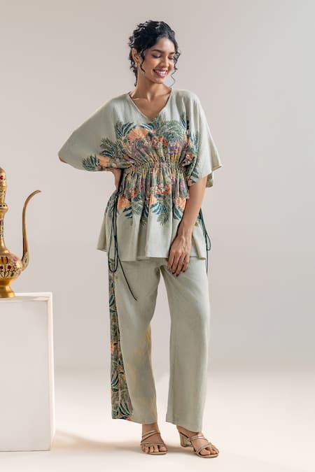 Soup by Sougat Paul Tropical Print Kaftan Top & Pant Set 