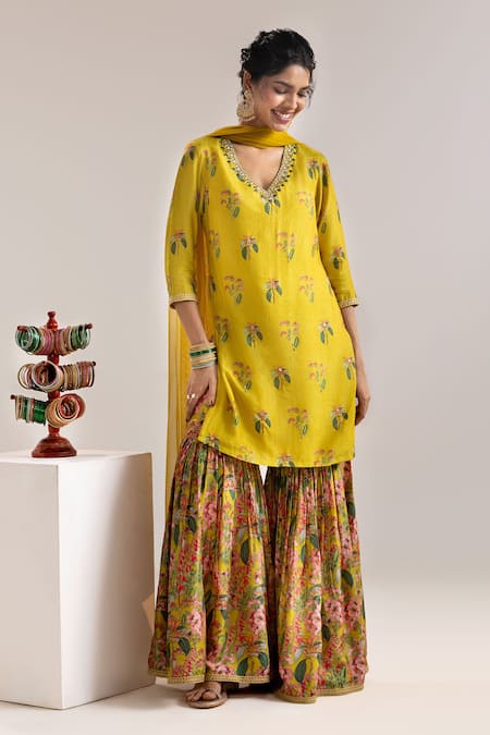 Soup by Sougat Paul Floral Printed Kurta Sharara Set 