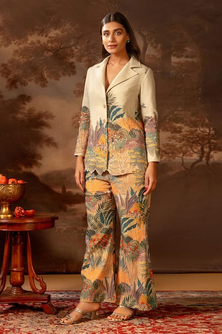 Soup by Sougat Paul Tropical Print Blazer & Pant Set 