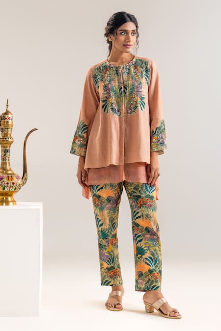 Soup by Sougat Paul Layered Tropical Print Kurta & Pant Set 