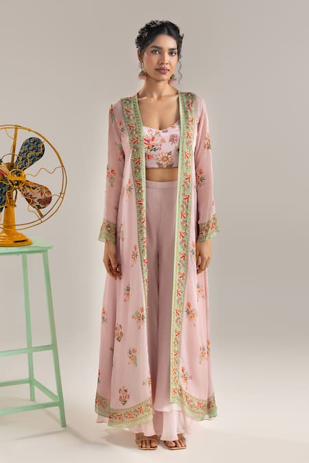 Soup by Sougat Paul Floral Print Jacket Palazzo Set 