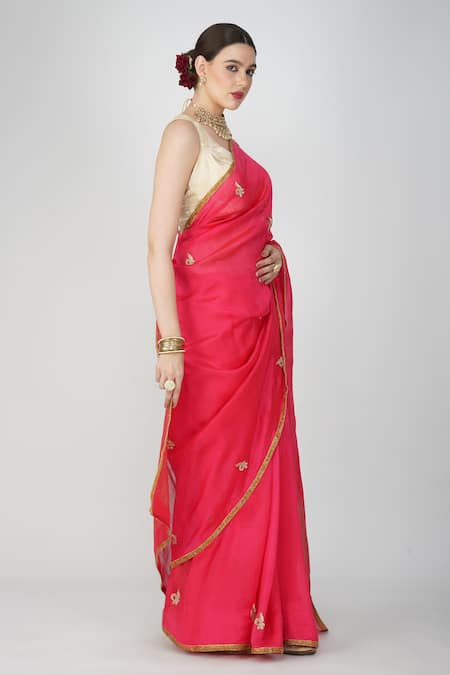 Buy Zal From Benaras Pink Chanderi Silk Cut Work, Embroidery Cutdana Embellished Saree Online at Aza Fashions Buy_Zal From Benaras_Pink Chanderi Silk Cut Work, Embroidery Cutdana Embellished Saree _Online_at_Aza_Fashions