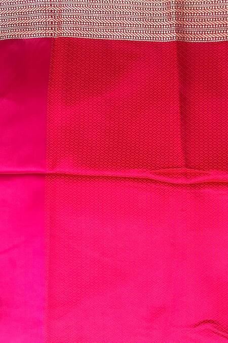 Buy_Zal From Benaras_Pink Silk, Kota Doria Zari, Botanical Motif Saree And Unstitched Blouse