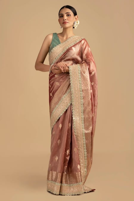 Zal From Benaras Hand Woven Butta Saree & Padded Blouse 