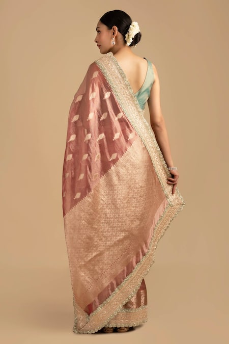 Zal From Benaras Hand Woven Butta Saree & Padded Blouse 