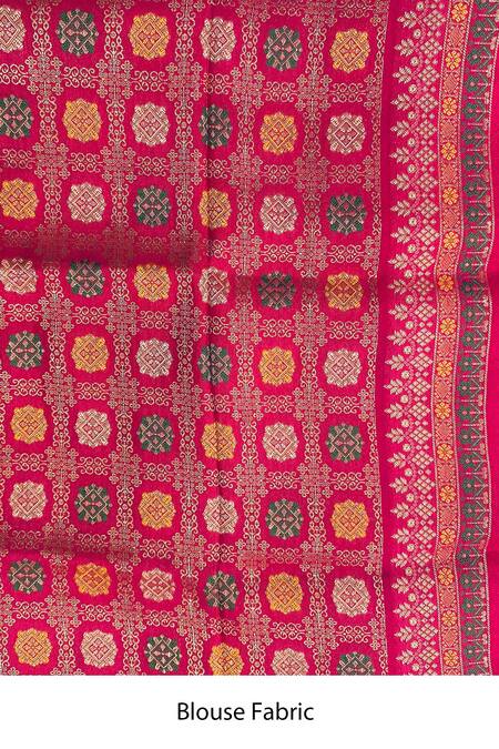 Buy_Zal From Benaras_Purple Silk, Kota Doria Embroidery, Leaf Hand Woven Saree With Blouse Piece