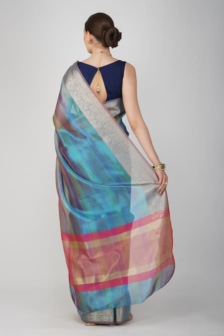 Zal From Benaras Floral Motif Hem Tissue Silk Saree 