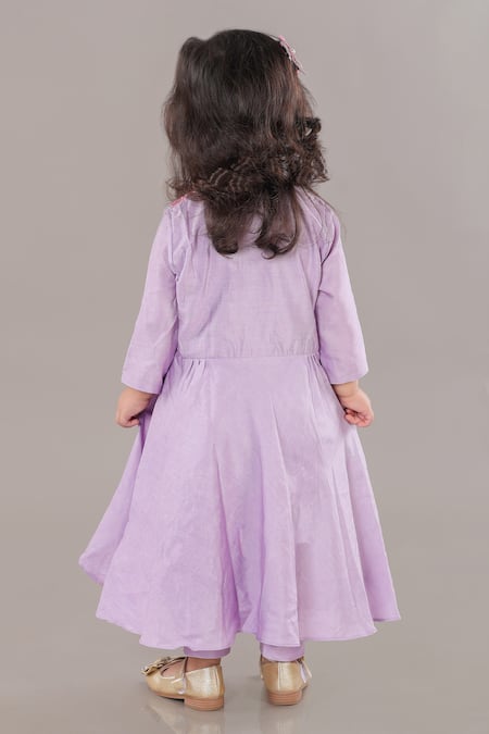 Shop Little Brats Purple Cotton, Silk Sequins, Embroidery Floral Lavender Anarkali Set at Aza Fashions Shop_Little Brats_Purple Cotton, Silk Sequins, Embroidery Floral Lavender Anarkali Set _at_Aza_Fashions