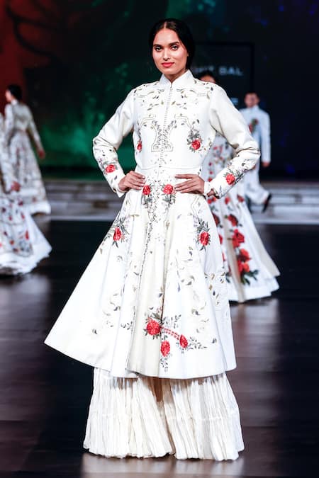 Rohit Bal Embroidered Floral Long Jacket 