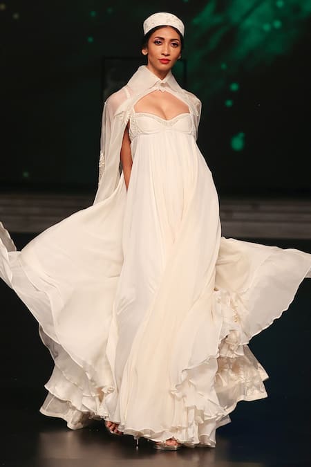 Buy Rohit Bal Ivory Chiffon, Chanderi Cut Work, Embroidery, Sequins Cape Anarkali Set Online at Aza Fashions Buy_Rohit Bal_Ivory Chiffon, Chanderi Cut Work, Embroidery, Sequins Cape Anarkali Set _Online_at_Aza_Fashions