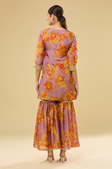 Naintara Bajaj Floral Embellished Kurta Sharara Set 