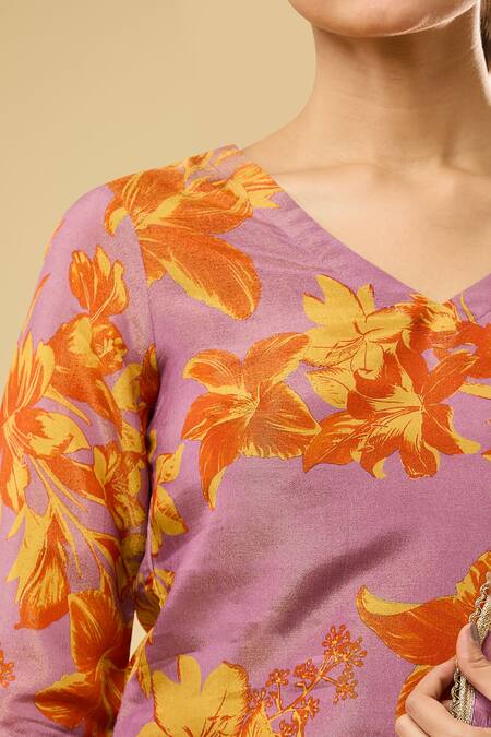 Buy Naintara Bajaj Purple Tissue, Nylon Lace, Embroidery Floral Embellished Kurta Sharara Set Online at Aza Fashions Buy_Naintara Bajaj_Purple Tissue, Nylon Lace, Embroidery Floral Embellished Kurta Sharara Set _Online_at_Aza_Fashions