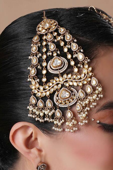 Ekathva Jaipur_Gold Plated Polki Embellished Passa_Online_at_Aza_Fashions