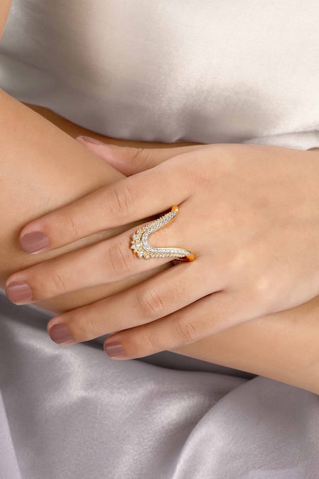 Sica Jewellery Rhodium Gold Plated Padmini Ring 