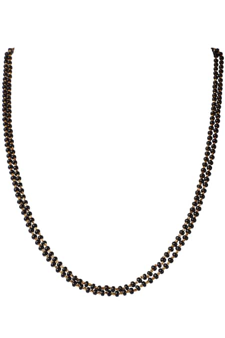 Shop Sica Jewellery Black Double Layered Beaded Mangalsutra at Aza Fashions Shop_Sica Jewellery_Black Double Layered Beaded Mangalsutra _at_Aza_Fashions