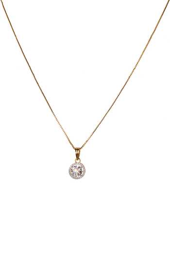Sica Jewellery_White Crystals, Diamonds Cubic Zirconia Solitaire Pendant Set _Online_at_Aza_Fashions
