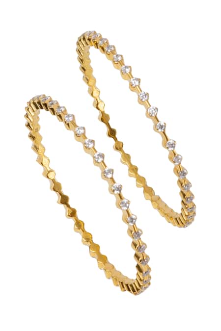Sica Jewellery Cubic Zirconia Gold Bangles Set 