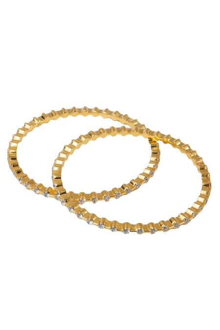 Buy_Sica Jewellery_Gold Plated Crystals Cubic Zirconia Bangles Set _Online_at_Aza_Fashions