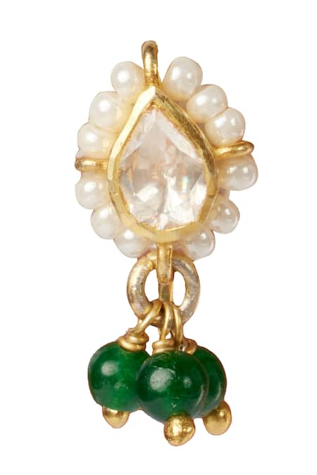 Sica Jewellery Moissanite Polki Green Stone Nath 