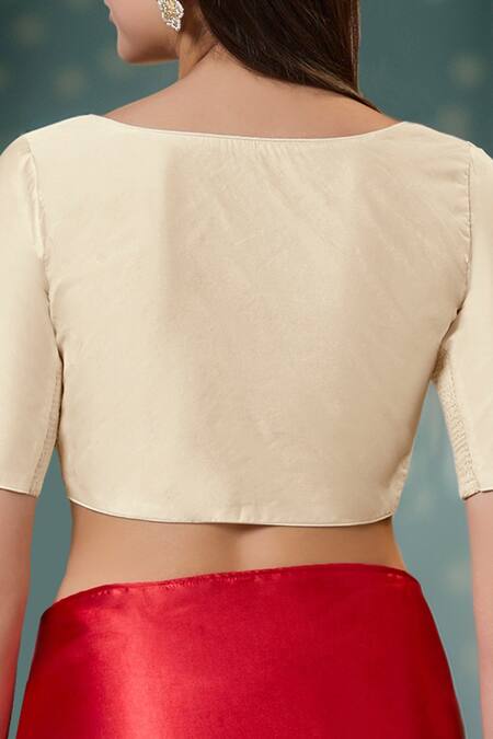 Shop Samyukta Singhania Off White Silk Polo Collar Plain Blouse at Aza Fashions Shop_Samyukta Singhania_Off White Silk Polo Collar Plain Blouse_at_Aza_Fashions