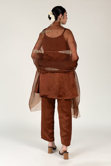 Nirjara Brown Nakshi Embroidered Dupatta 