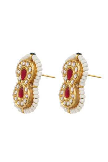 Buy Sangeeta Boochra Pink Stones, Zari Kundan Embellished Earrings Online at Aza Fashions Buy_Sangeeta Boochra_Pink Stones, Zari Kundan Embellished Earrings _Online_at_Aza_Fashions