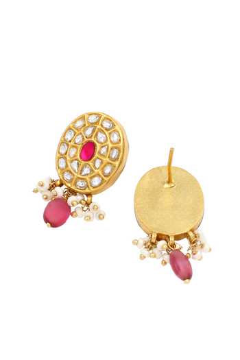 Buy Sangeeta Boochra Pink Stones, Zari Grace Kundan Drop Earrings Online at Aza Fashions Buy_Sangeeta Boochra_Pink Stones, Zari Grace Kundan Drop Earrings _Online_at_Aza_Fashions