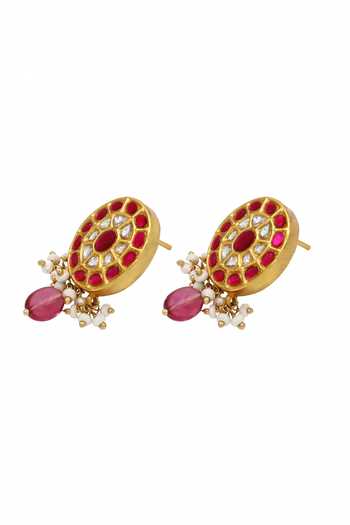 Buy Sangeeta Boochra Pink Stones Kundan Embellished Earrings Online at Aza Fashions Buy_Sangeeta Boochra_Pink Stones Kundan Embellished Earrings _Online_at_Aza_Fashions
