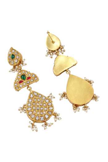 Sangeeta Boochra Green Stones, Zari Kundan Dangler Earrings Online at Aza Fashions Sangeeta Boochra_Green Stones, Zari Kundan Dangler Earrings _Online_at_Aza_Fashions