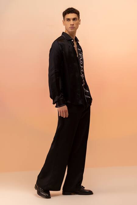 Buy Therealb Black Viscose Scribble Print Shirt Online at Aza Fashions Buy_Therealb_Black Viscose Scribble Print Shirt _Online_at_Aza_Fashions