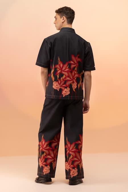 Therealb Flaming Bloom Print Shirt & Wide Legged Pant 