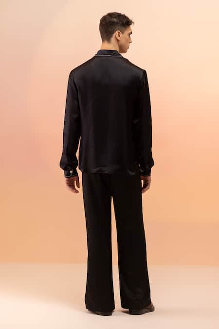 Shop Therealb Black Viscose Scribble Print Shirt at Aza Fashions Shop_Therealb_Black Viscose Scribble Print Shirt _at_Aza_Fashions