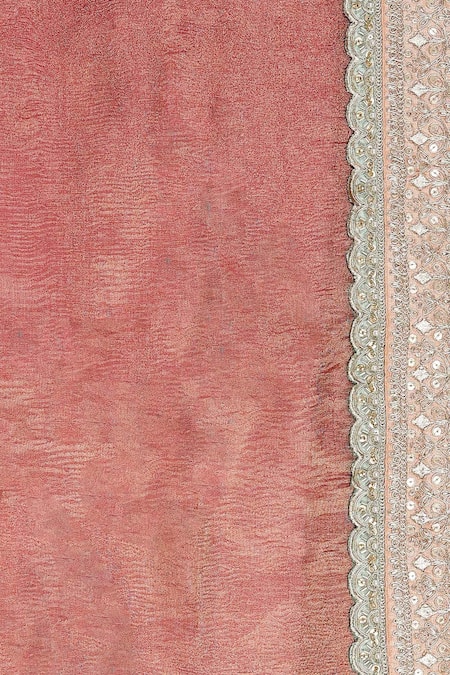 Buy_Zal From Benaras_Green Silk Embroidery V-neck Hand Woven Butta Saree And Padded Blouse 