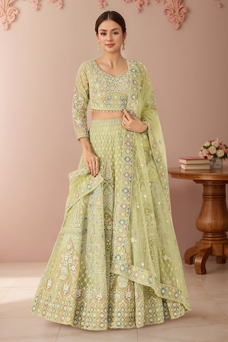 Azeera Floral Embroidered Lehenga Set 