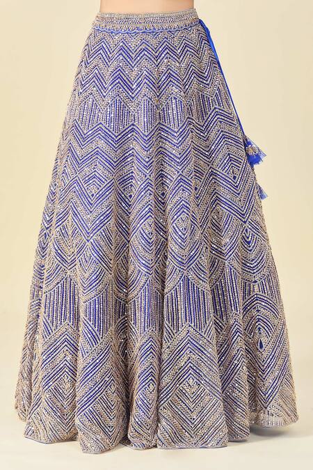 Buy Azeera Blue Cut Work, Sequins, Tassels Geometric Cutdana Embroidered Lehenga Set Online at Aza Fashions Buy_Azeera_Blue Cut Work, Sequins, Tassels Geometric Cutdana Embroidered Lehenga Set_Online_at_Aza_Fashions
