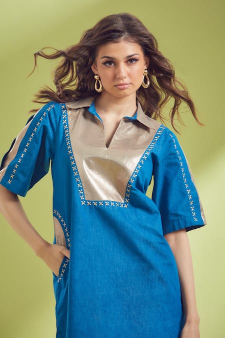 Shagun Nagi The Label Embroidered Leather Patchwork Dress 