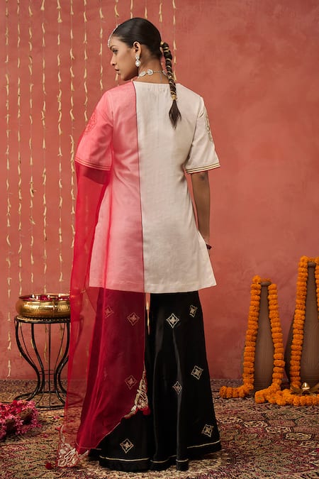 Shop Shivani Bhargava Ivory Silk, Organza Gota Patti, Sequins, Diamonds, Mughal Kurta And Sharara Set at Aza Fashions Shop_Shivani Bhargava_Ivory Silk, Organza Gota Patti, Sequins, Diamonds, Mughal Kurta And Sharara Set _at_Aza_Fashions