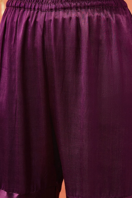 Shop Shivani Bhargava Purple Silk, Organza Zari, Sequins, Gota Blossom Embroidered Kurta And Sharara Set Online at Aza Fashions Shop_Shivani Bhargava_Purple Silk, Organza Zari, Sequins, Gota Blossom Embroidered Kurta And Sharara Set _Online_at_Aza_Fashions