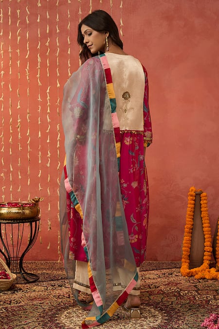Shivani Bhargava Chanderi Embroidered Kurta Palazzo Set 
