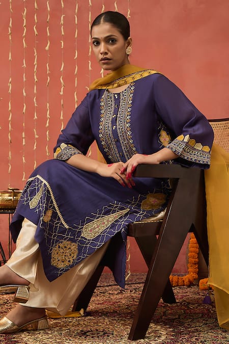Buy Shivani Bhargava Purple Chanderi, Organza, Bloom Motif Kurta And Dhoti Salwar Set Online at Aza Fashions Buy_Shivani Bhargava_Purple Chanderi, Organza, Bloom Motif Kurta And Dhoti Salwar Set _Online_at_Aza_Fashions